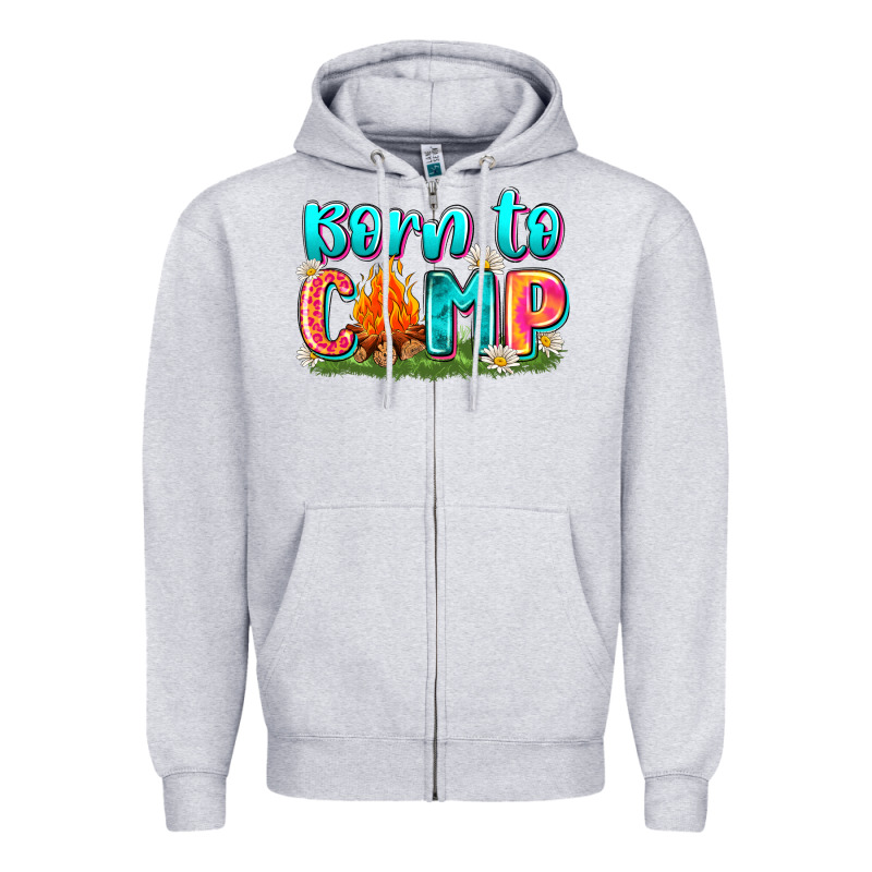 Born To Camp Zipper Hoodie by Zillion Design Studio | Teevron