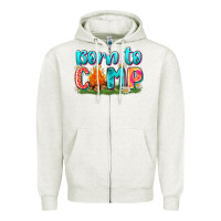 Oatmeal Heather born to camp Zipper Hoodie - Zillion Design Studio
