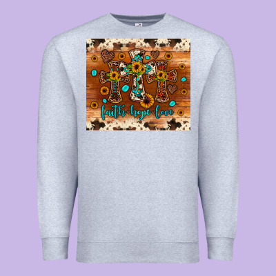 Faith Hope Love Cross Premium Sweatshirt Designed By Jahusdesignshop