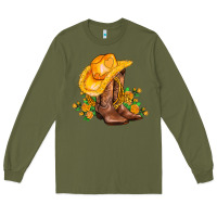 Army Green yellow  cowgirl and roses Long Sleeve Tee - AdoDesignShop