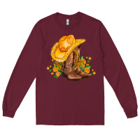 Burgundy yellow  cowgirl and roses Long Sleeve Tee - AdoDesignShop