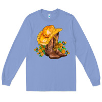 Colony Blue yellow  cowgirl and roses Long Sleeve Tee - AdoDesignShop