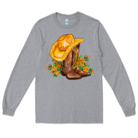 Heather Grey yellow  cowgirl and roses Long Sleeve Tee - AdoDesignShop
