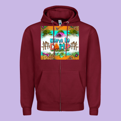 Born To Camp Zipper Hoodie Designed By Zillion Design Studio