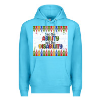 Ocean Blue see the ability not the disability Premium Hoodie - MaliasSmallBusiness