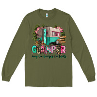 Army Green glamper way too boujee for tents 2 Long Sleeve Tee - RanaPortraitStore