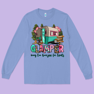 Long Sleeve Tee glamper way too boujee for tents 2