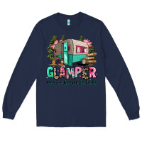 Navy glamper way too boujee for tents 2 Long Sleeve Tee - RanaPortraitStore