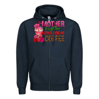 Navy mother hustler wt a side of coffee Zipper Hoodie - texasbilliewilder