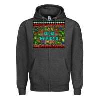 Charcoal Heather feliz navidad Zipper Hoodie - RanaPortraitStore