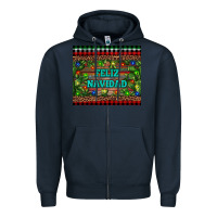 Navy feliz navidad Zipper Hoodie - RanaPortraitStore