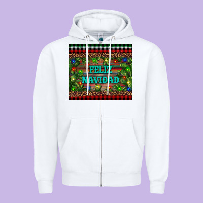 Feliz Navidad Zipper Hoodie Designed By Ranaportraitstore