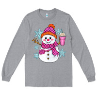 Heather Grey bougie snowman Long Sleeve Tee - Zillion Design Studio