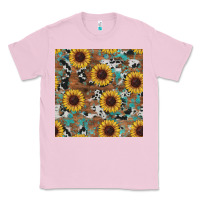 Bubblegum Pink western sunflowers turquoise cowhide seamless background Classic Tee - RanaPortraitStore