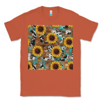 Copper western sunflowers turquoise cowhide seamless background Classic Tee - RanaPortraitStore