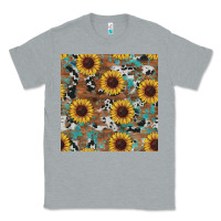 Heather Grey western sunflowers turquoise cowhide seamless background Classic Tee - RanaPortraitStore
