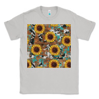 Moon Dust western sunflowers turquoise cowhide seamless background Classic Tee - RanaPortraitStore