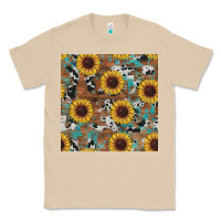 Mushroom western sunflowers turquoise cowhide seamless background Classic Tee - RanaPortraitStore