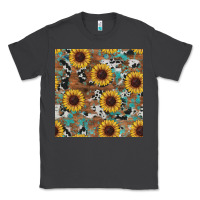 Smoke western sunflowers turquoise cowhide seamless background Classic Tee - RanaPortraitStore