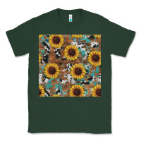 Sports Green western sunflowers turquoise cowhide seamless background Classic Tee - RanaPortraitStore
