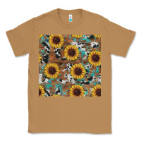 Toasted Coconut western sunflowers turquoise cowhide seamless background Classic Tee - RanaPortraitStore