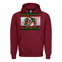 Burgundy christmas heifers Zipper Hoodie - RanaPortraitStore