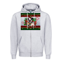 Heather Grey christmas heifers Zipper Hoodie - RanaPortraitStore