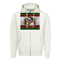 Oatmeal Heather christmas heifers Zipper Hoodie - RanaPortraitStore