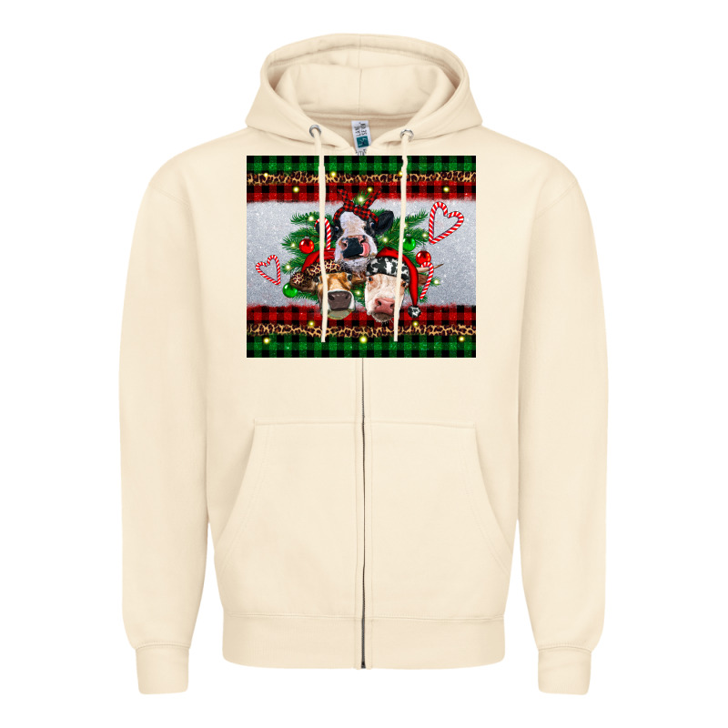 Christmas Heifers Zipper Hoodie by RanaPortraitStore | Teevron