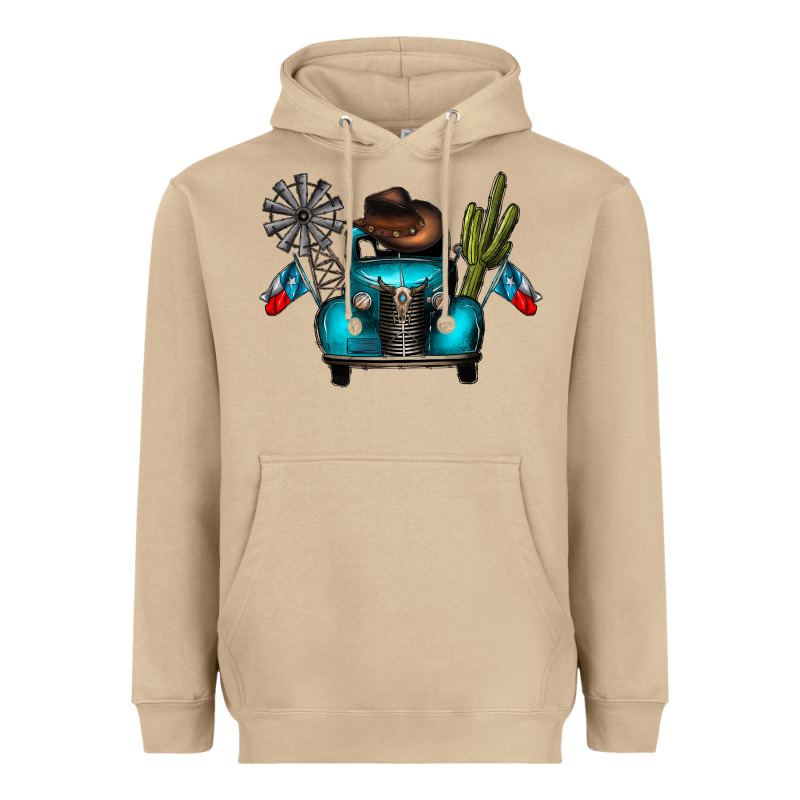 Texas Truck Heavyweight Hoodie by CowhideDigitalArt | Teevron