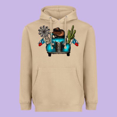 Texas Truck Heavyweight Hoodie Designed By Cowhidedigitalart