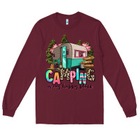 Burgundy camping is my happy place Long Sleeve Tee - RanaPortraitStore