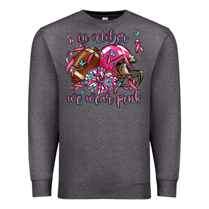 In October We Wear Pink Football Premium Sweatshirt by AdoDesignShop | Teevron