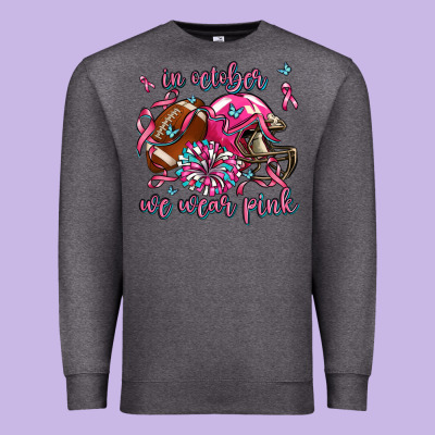 In October We Wear Pink Football Premium Sweatshirt Designed By Adodesignshop