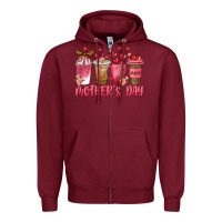 Burgundy mothers day coffee cups Zipper Hoodie - texasbilliewilder