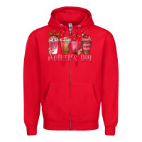 Red mothers day coffee cups Zipper Hoodie - texasbilliewilder