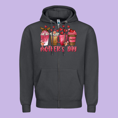 Mothers Day Coffee Cups Zipper Hoodie Designed By Texasbilliewilder