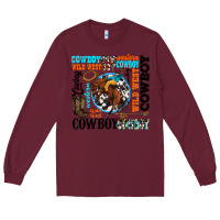 Burgundy western cowboy wild west Long Sleeve Tee - texasbilliewilder