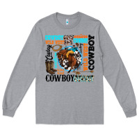 Heather Grey western cowboy wild west Long Sleeve Tee - texasbilliewilder