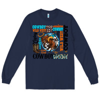 Navy western cowboy wild west Long Sleeve Tee - texasbilliewilder