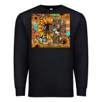 Black cross sunflower butterfly Premium Sweatshirt - JahusDesignShop