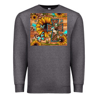 Charcoal Heather cross sunflower butterfly Premium Sweatshirt - JahusDesignShop