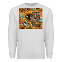 Dove Grey cross sunflower butterfly Premium Sweatshirt - JahusDesignShop