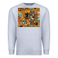 Heather Grey cross sunflower butterfly Premium Sweatshirt - JahusDesignShop