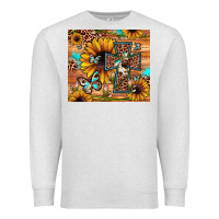Oatmeal Heather cross sunflower butterfly Premium Sweatshirt - JahusDesignShop