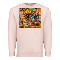 Pale Pink cross sunflower butterfly Premium Sweatshirt - JahusDesignShop