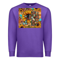 Purple cross sunflower butterfly Premium Sweatshirt - JahusDesignShop