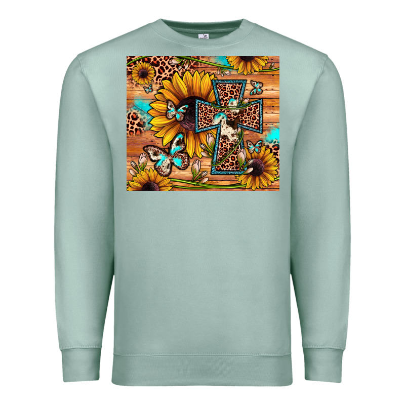 Cross Sunflower Butterfly Premium Sweatshirt by JahusDesignShop | Teevron