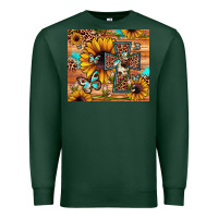 Sports Green cross sunflower butterfly Premium Sweatshirt - JahusDesignShop