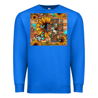 True Royal cross sunflower butterfly Premium Sweatshirt - JahusDesignShop